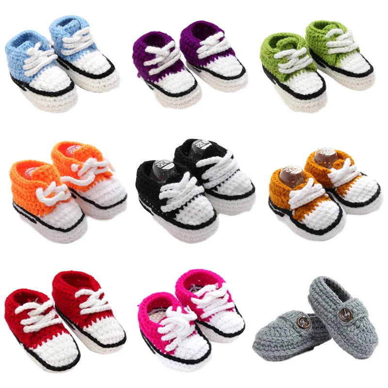 Adorable Knitting Baby Shoes Multi Color Infant Crib Shoes Newborn Prewalker Handmade Baby Girl Boy Slippers