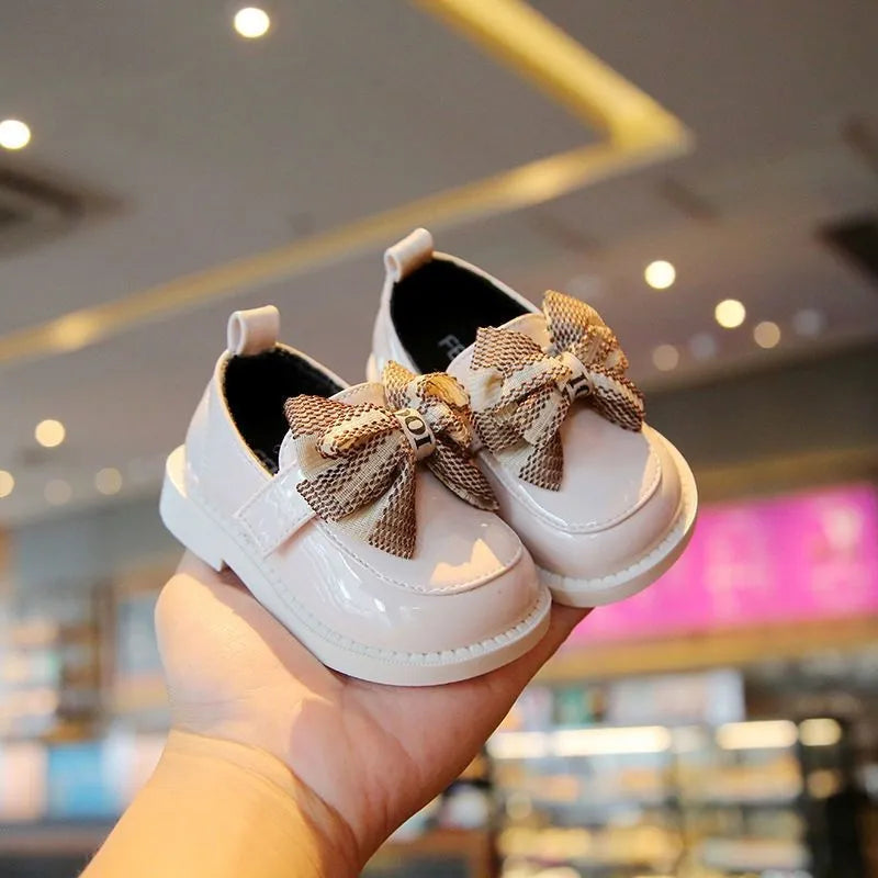 Baby Girl Princess Shoes Toddler Non-slip Flat Soft-sole Leather Shoes Rubber Crib Lovely Butterfly-knot Infant First Walkers
